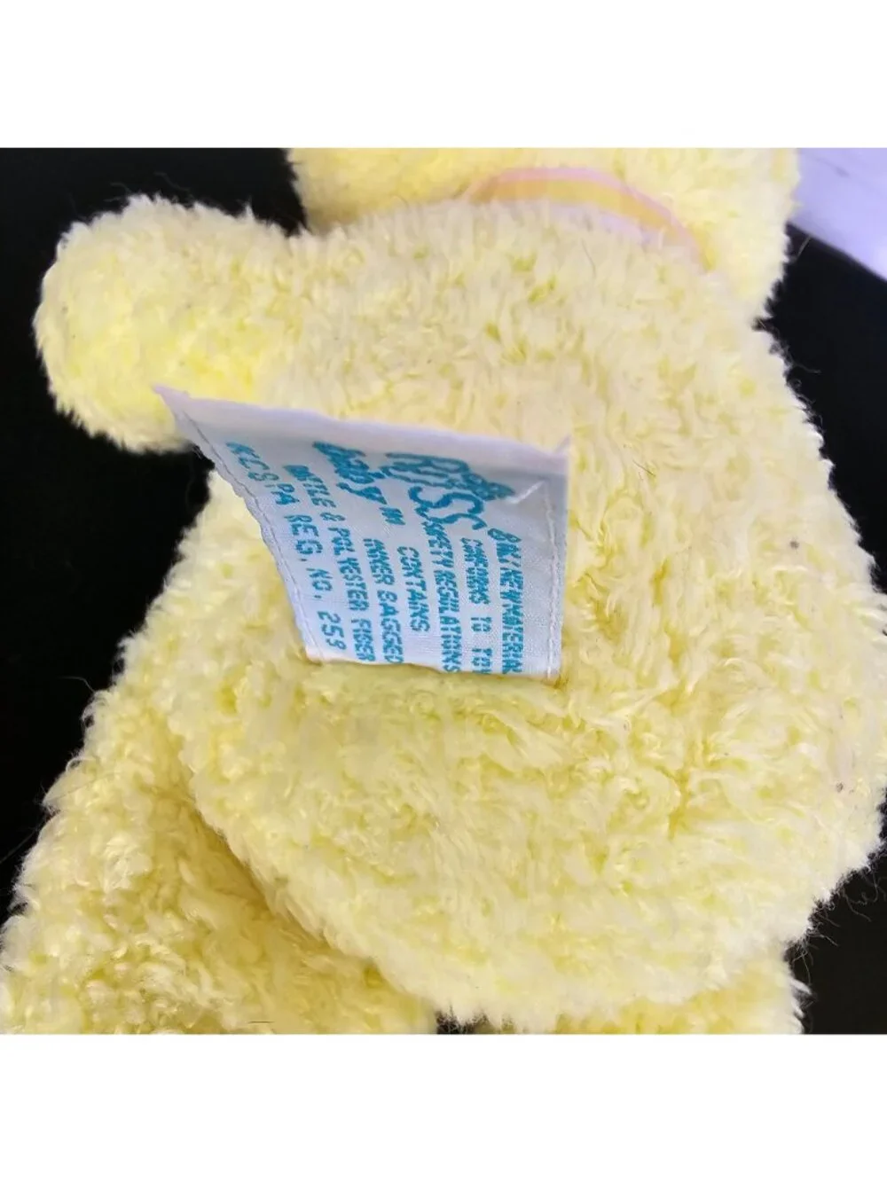 Yellow Teddy Bear Plush By Russ Berrie With Pink Nose & Plaid Bow Stuffed Animal